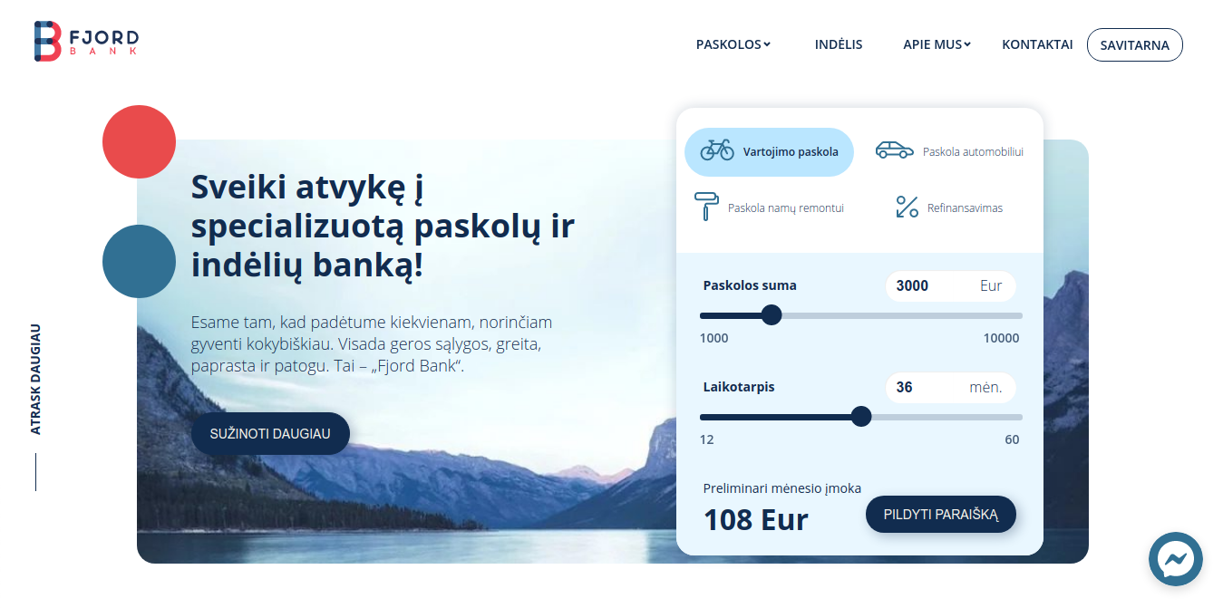 Fjordbank internetinė svetainė