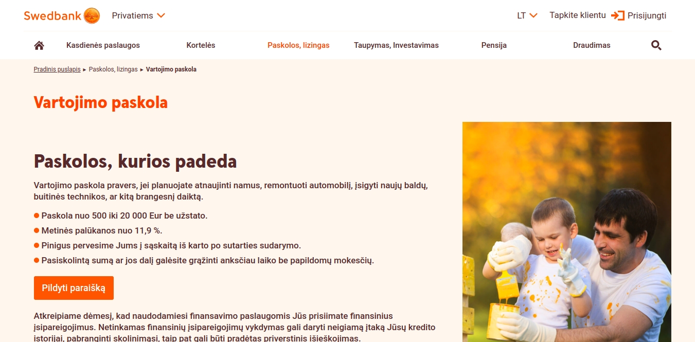 Swedbank internetinė svetainė