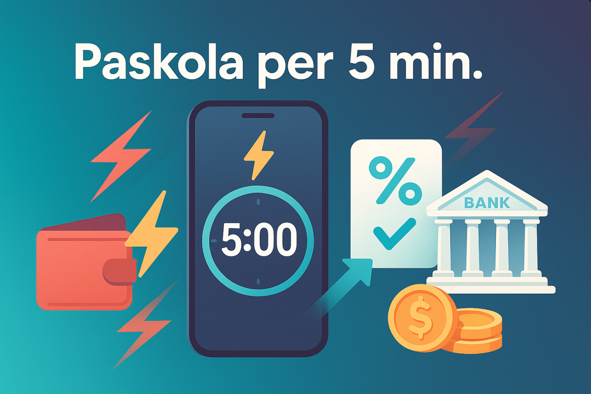 Paskola per 5 min