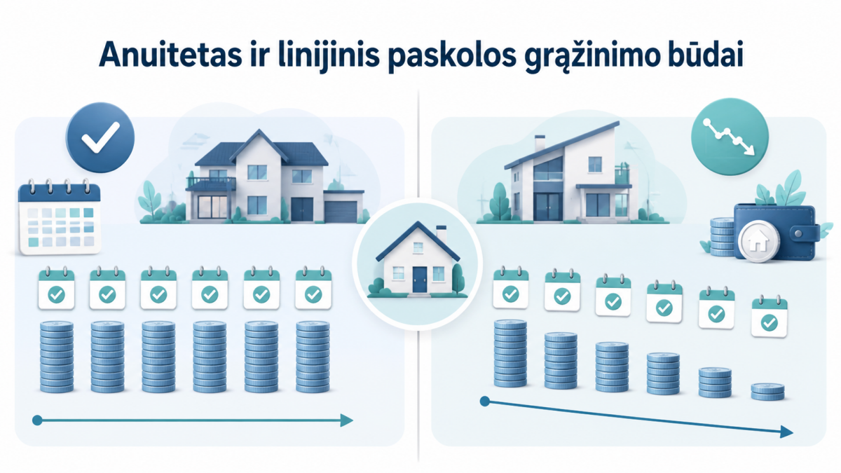 Anuitetas ir linijinis paskolos grąžinimo būdai